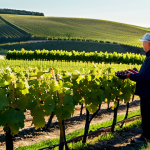 덴마크의 와이너리 및 맥주 양조장 투어 - Danish Vineyard Scene**

A small, family-owned vineyard in Denmark, late afternoon sun, rows of Sola...