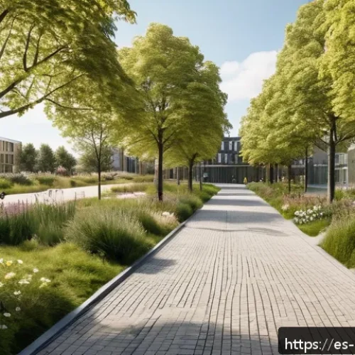 덴마크 현대 건축물 - A modern Danish urban park integrated within a residential neighborhood in Copenhagen, showcasing lu...